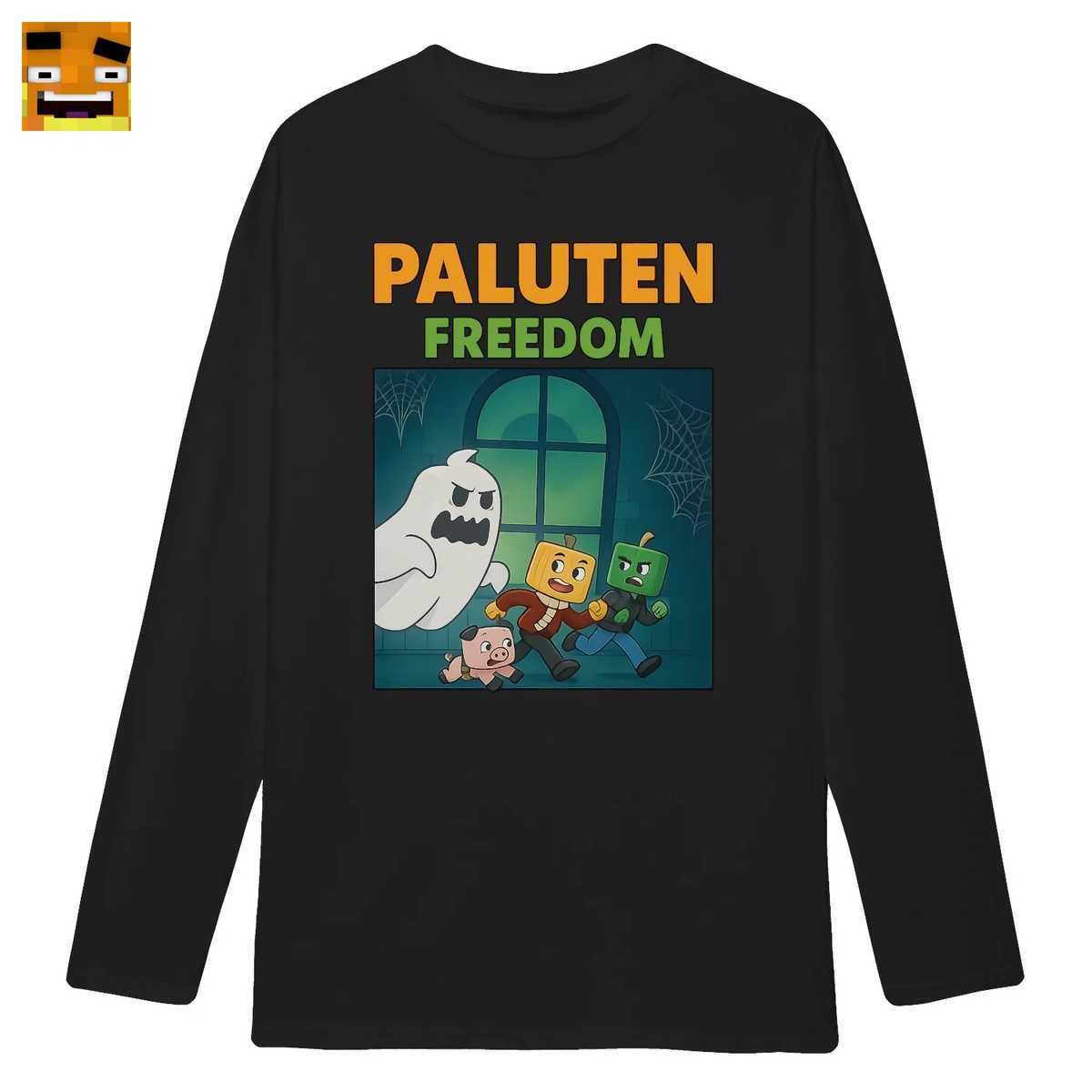 Paluten Merch: Kürbis-Gamer auf gruseliger Geisterjagd im Spukhaus - Offizielles Geisterjagd T-Shirt 3 Paluten Freedom Geisterjagd Langarmshirt | Gruseliges Spukhaus Gamer Design