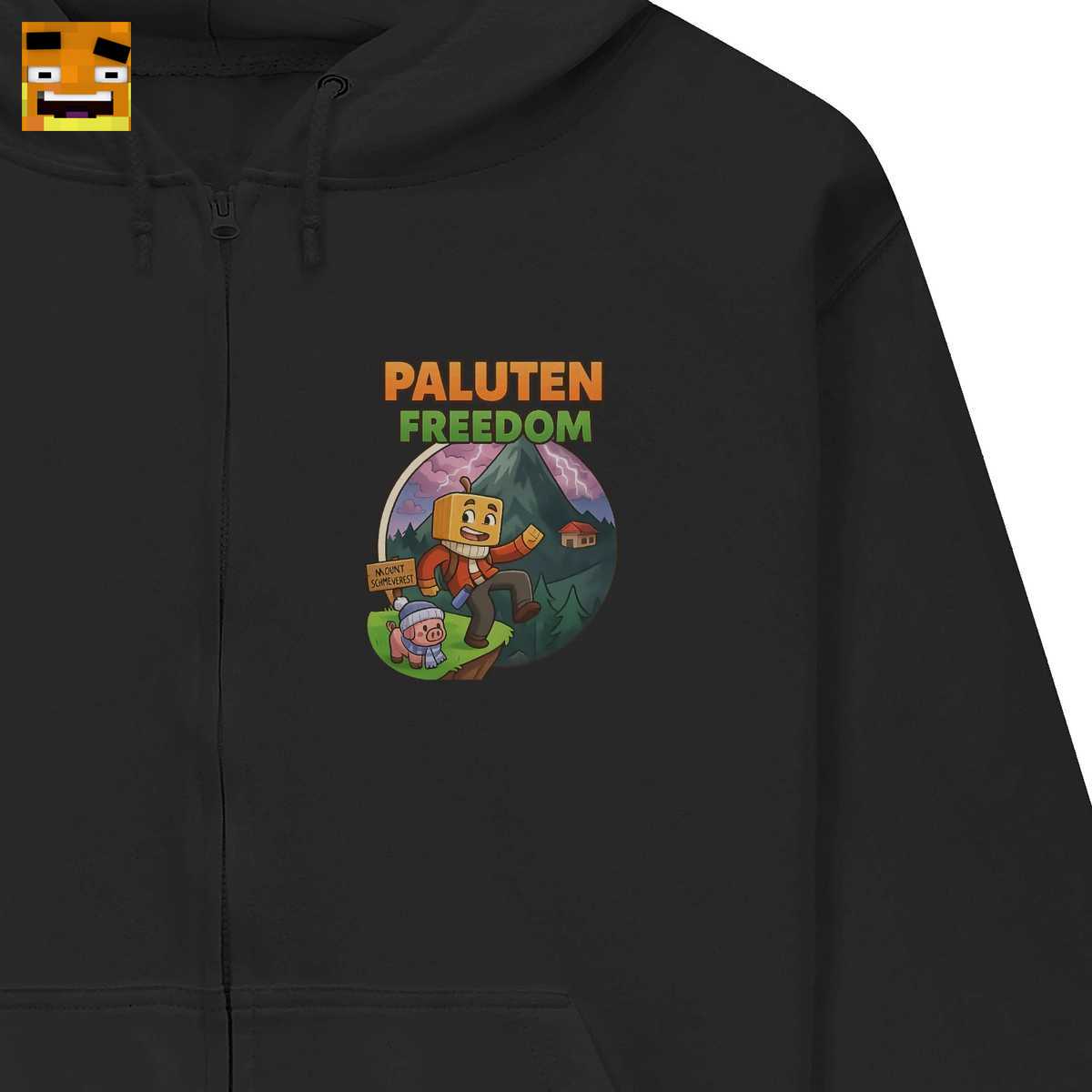 Paluten Merch: Kürbis-Kopf Gamer und Schweinchen Berg Abenteuer - Comic Stil Fan-Shirt 2 Paluten Merch: Kürbis-Kopf Gamer und Schweinchen Berg Abenteuer - Comic Stil Fan-Shirt – Bild 2